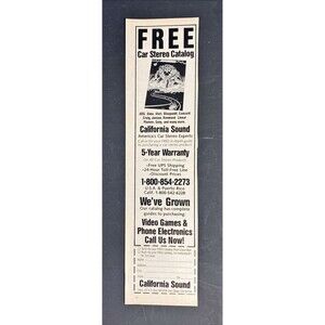 California Sound Free Car Stereo Catalog Vintage Print Ad 1983